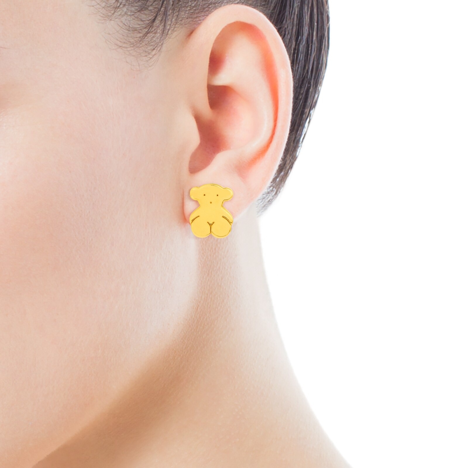 18K solid gold Sweet Dolls Earrings big Bear motif. Push back.