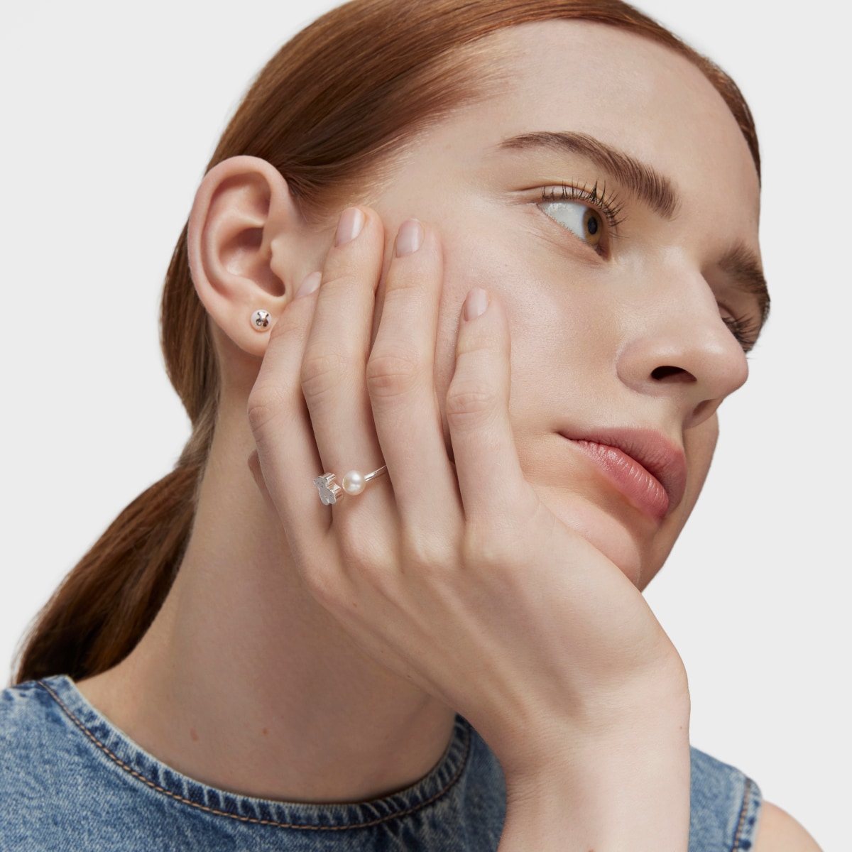 Anillo abierto de plata con perla Sweet Dolls