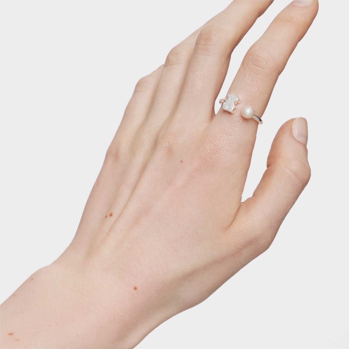 Anillo abierto de plata con perla Sweet Dolls
