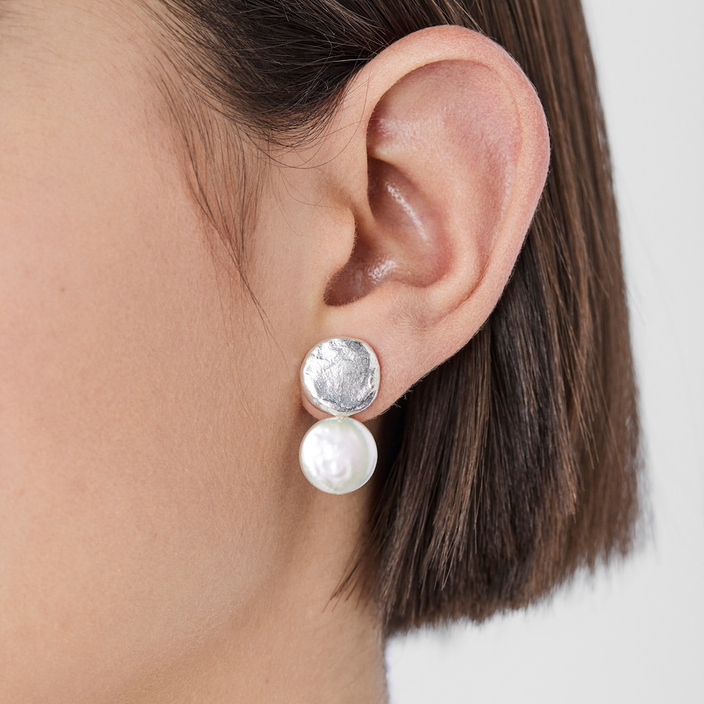Pendientes de plata con perla Duna