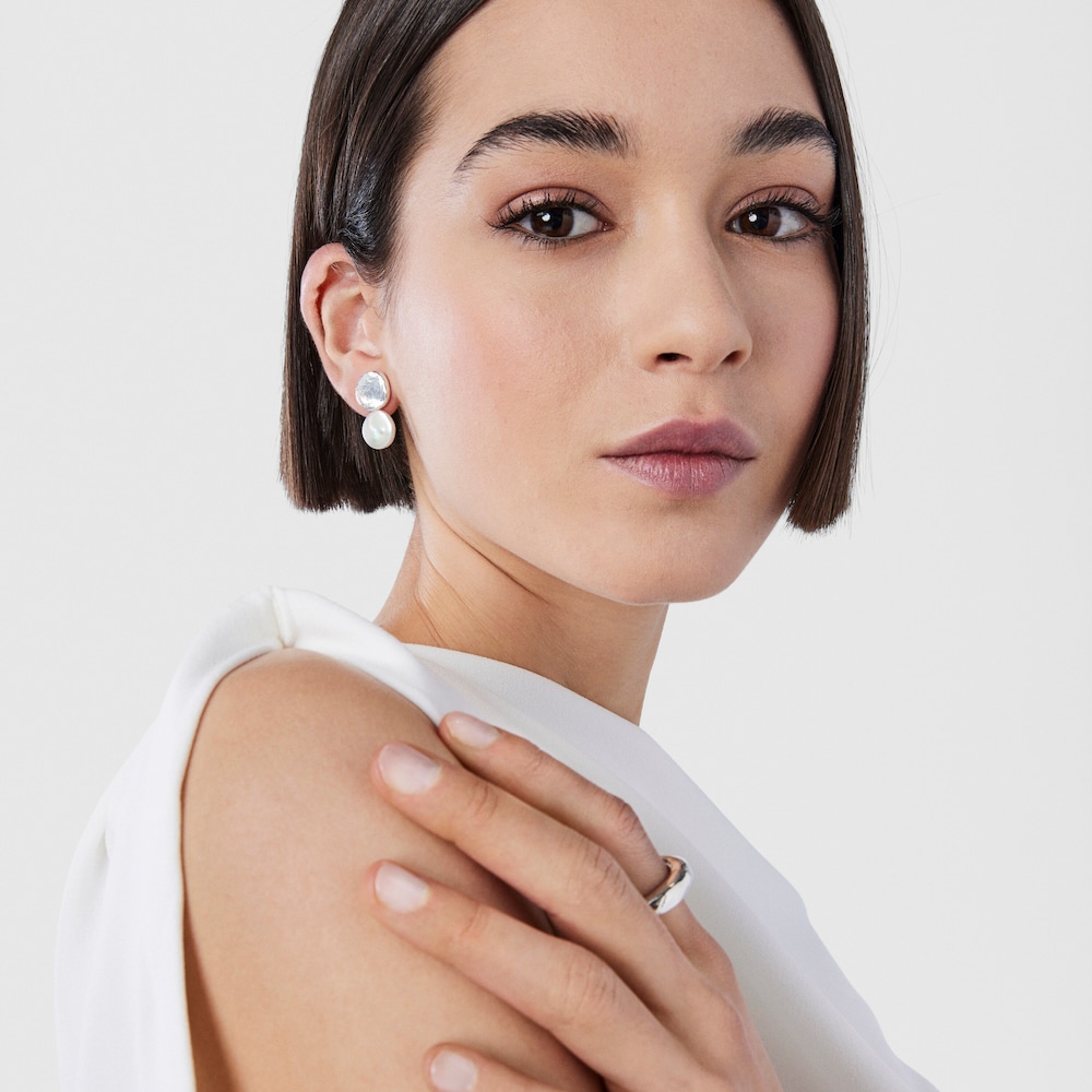 Pendientes de plata con perla Duna