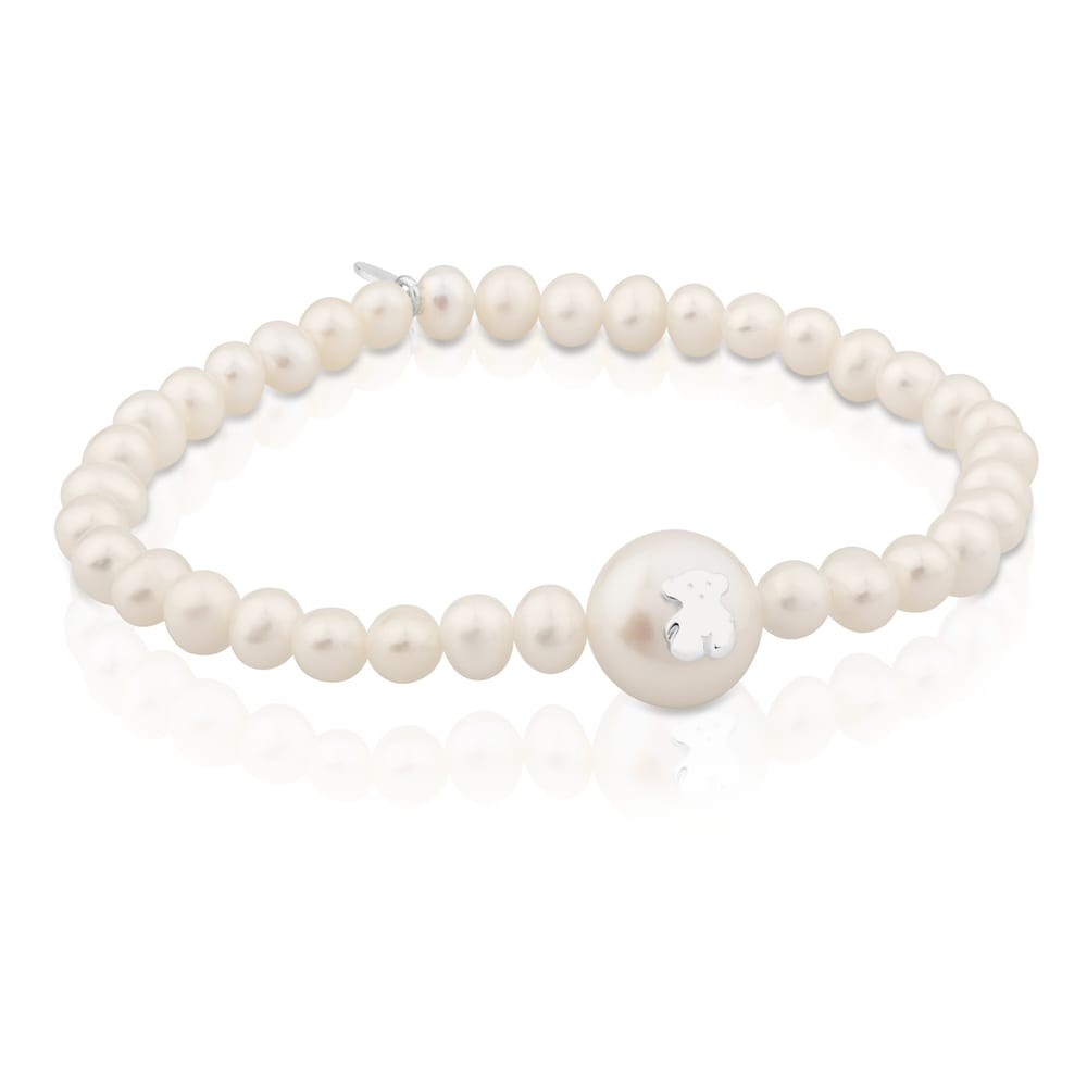 Pulsera elástica de plata y perlas cultivadas Sweet Dolls image number 0