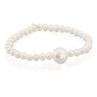 Pulsera elástica de plata y perlas cultivadas Sweet Dolls