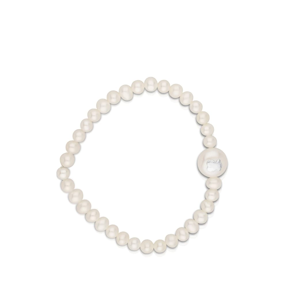 Pulsera elástica de plata y perlas cultivadas Sweet Dolls image number 1