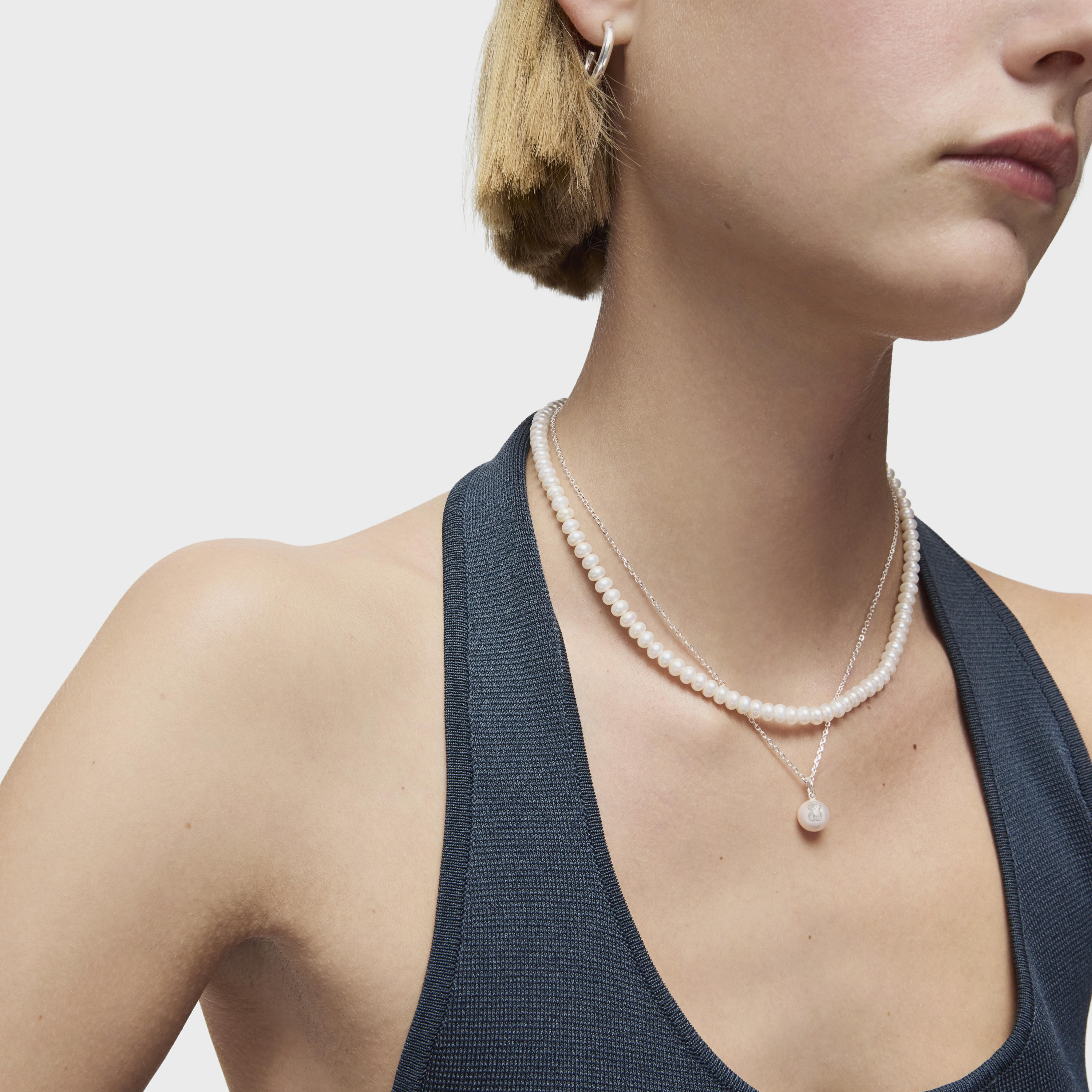 Silver TOUS Sweet Dolls Necklace with pearls