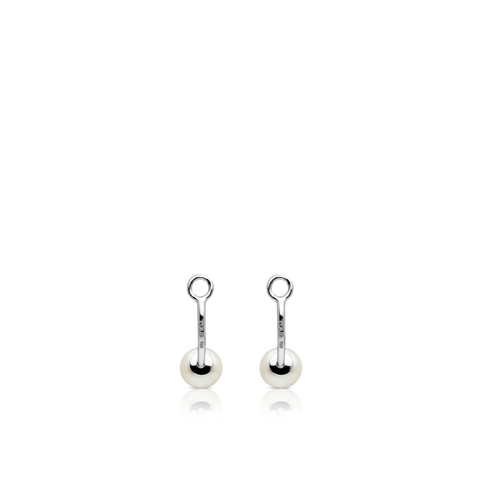 18K White Gold TOUS Pearl Earrings Extension with Pearl
