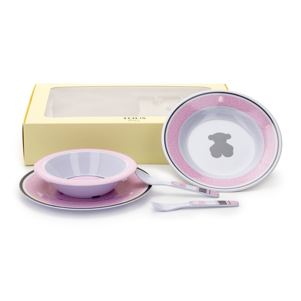 Pink baby feeding crockery set