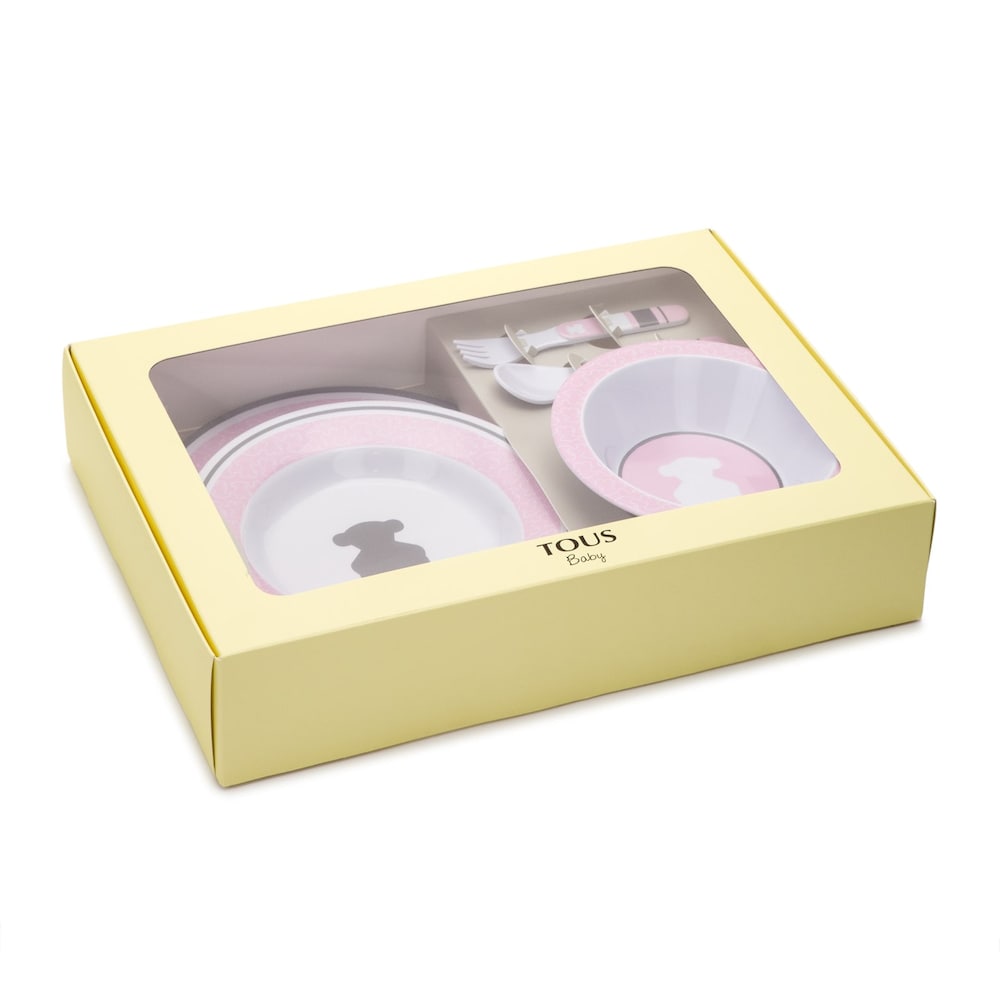 Pink baby feeding crockery set