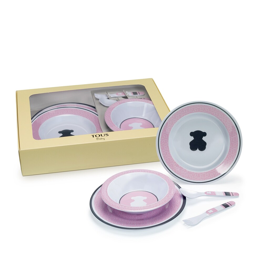 Pink baby feeding crockery set
