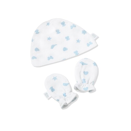 Set "de cl&iacute;nica"gorro y manoplas N.Family Celeste image number 0