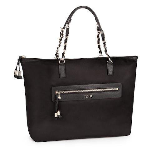 Black colored Canvas Brunock Chain Tote bag image number 0