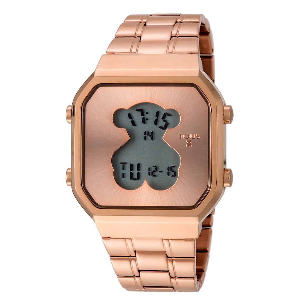 Reloj digital D-Bear SQ de acero IP rosado image number 0
