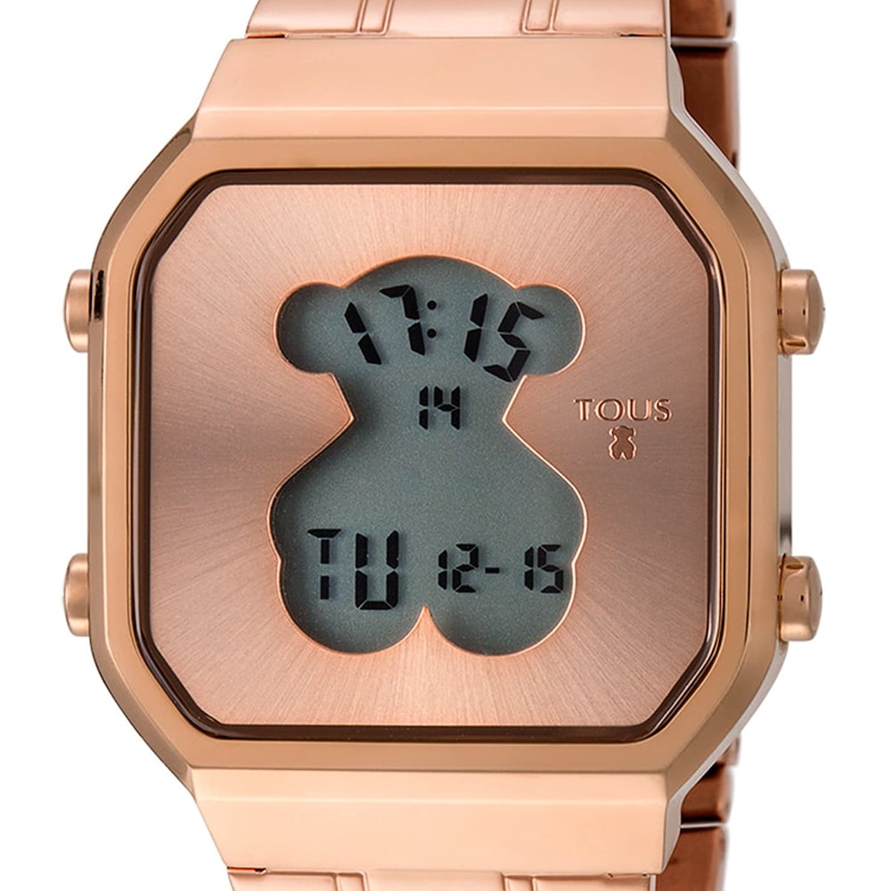 Reloj digital D-Bear SQ de acero IP rosado image number 1