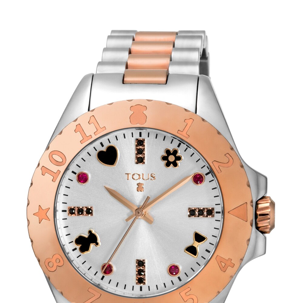 Reloj anal&oacute;gico New Motif bicolor de acero/IP rosado