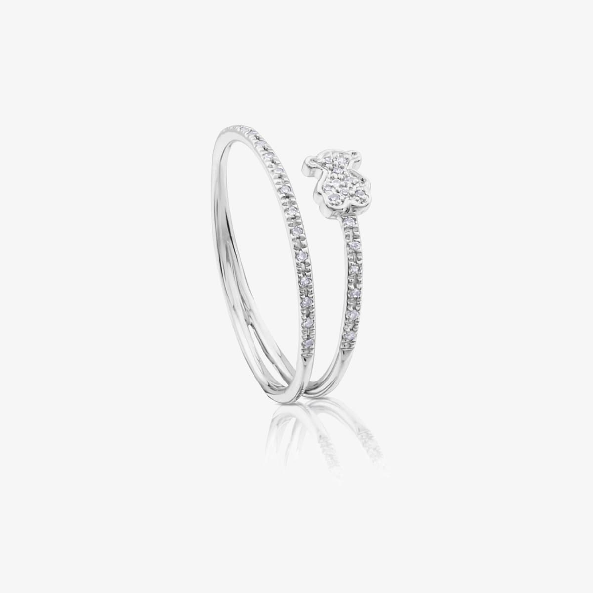 Tous - Anillo De Oro Blanco Con Diamantes Motivo Oso Tous Brillants Talla 12