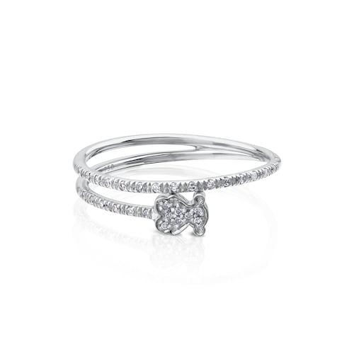 Anillo de oro blanco con diamantes motivo oso TOUS Brillants
