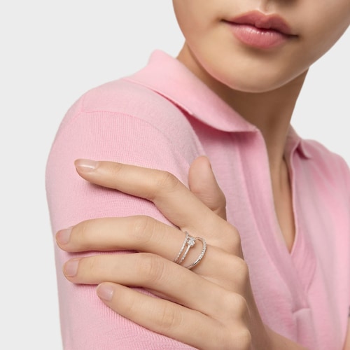 Anillo de oro blanco con diamantes motivo oso TOUS Brillants