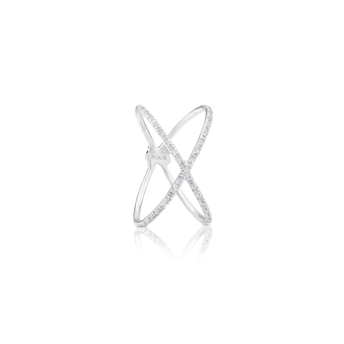 Anillo cruzado de oro blanco motivo oso TOUS Diamonds