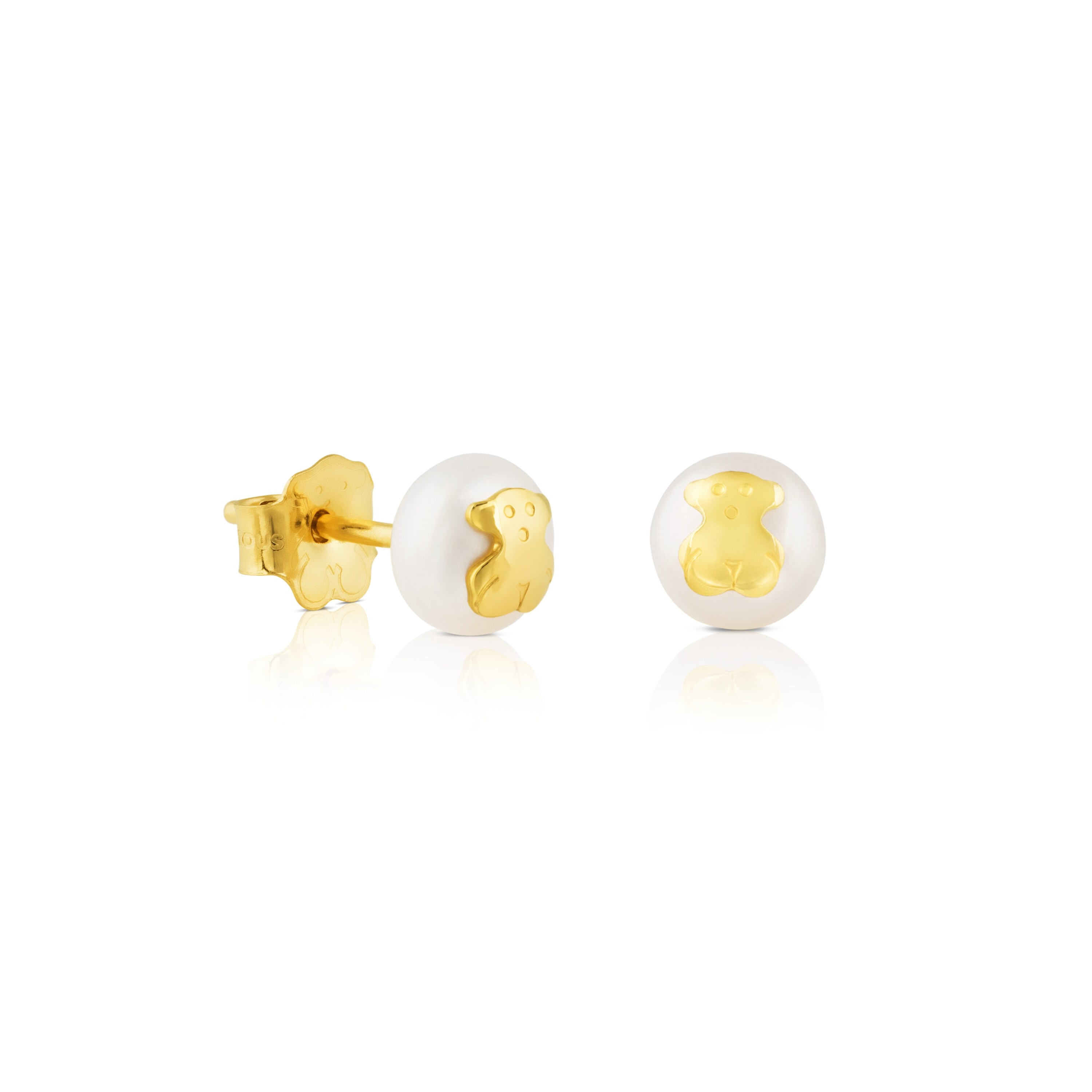 Gold TOUS Bear Earrings with Pearls