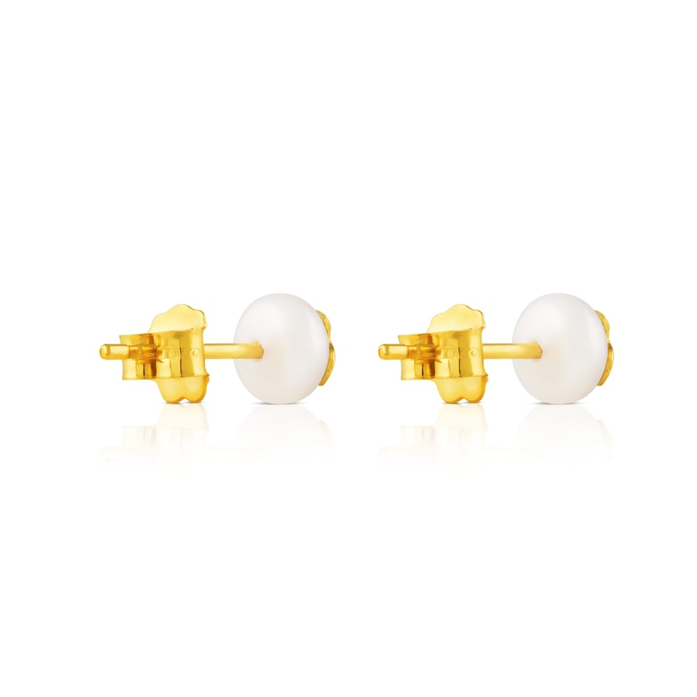 Gold TOUS Bear Earrings with Pearls image number 2