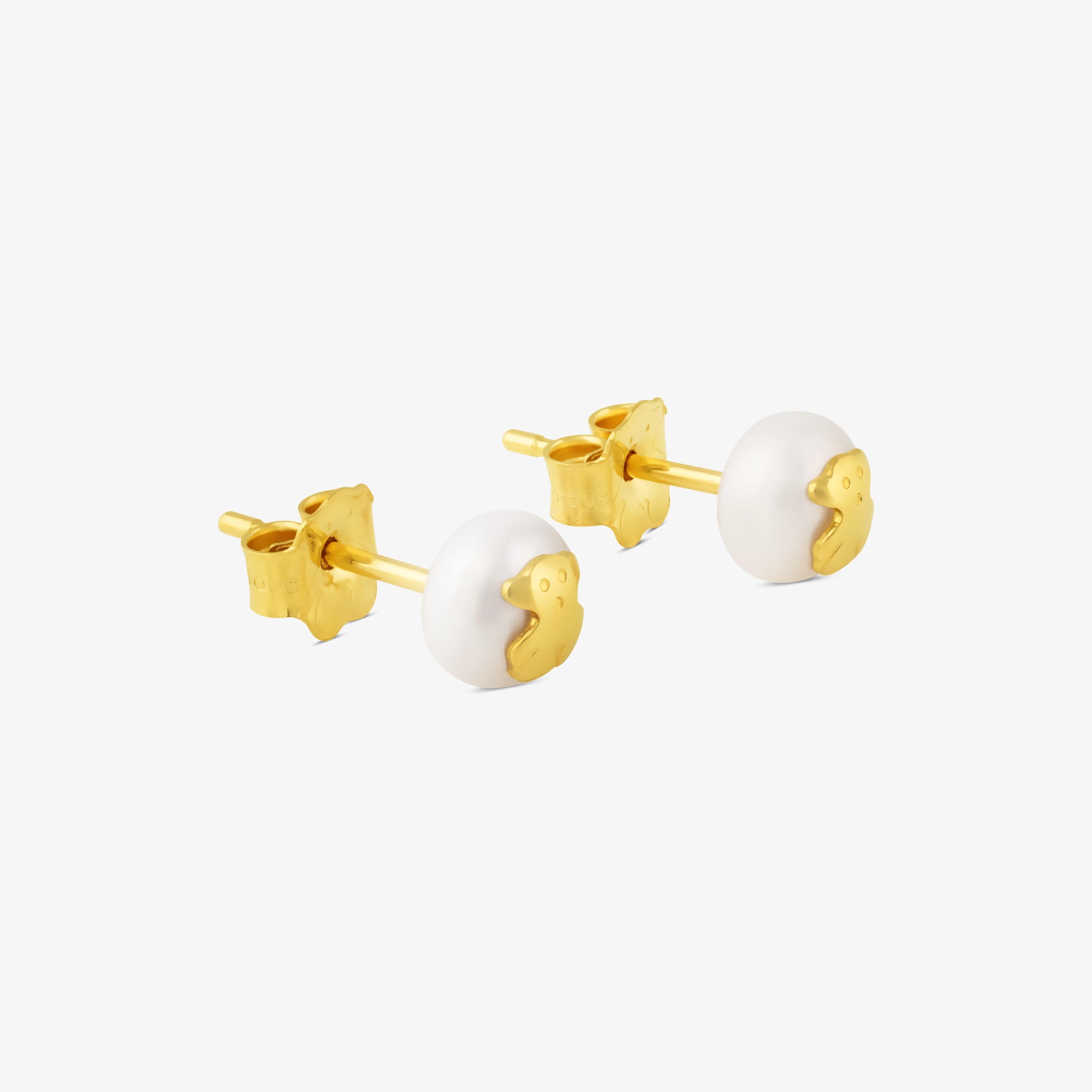 18K solid gold TOUS Bear Earrings with Pearls