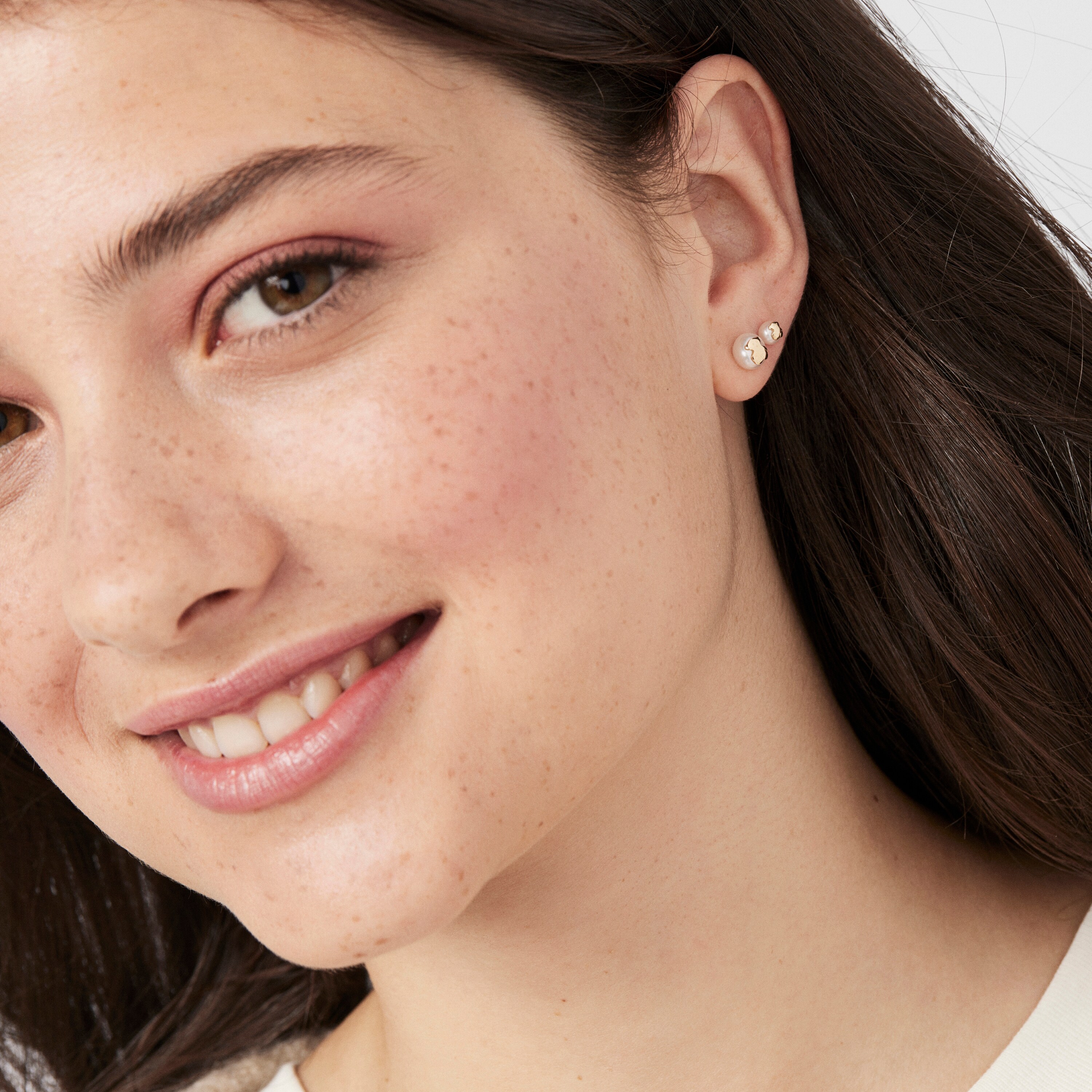 Gold TOUS Bear Earrings with Pearls