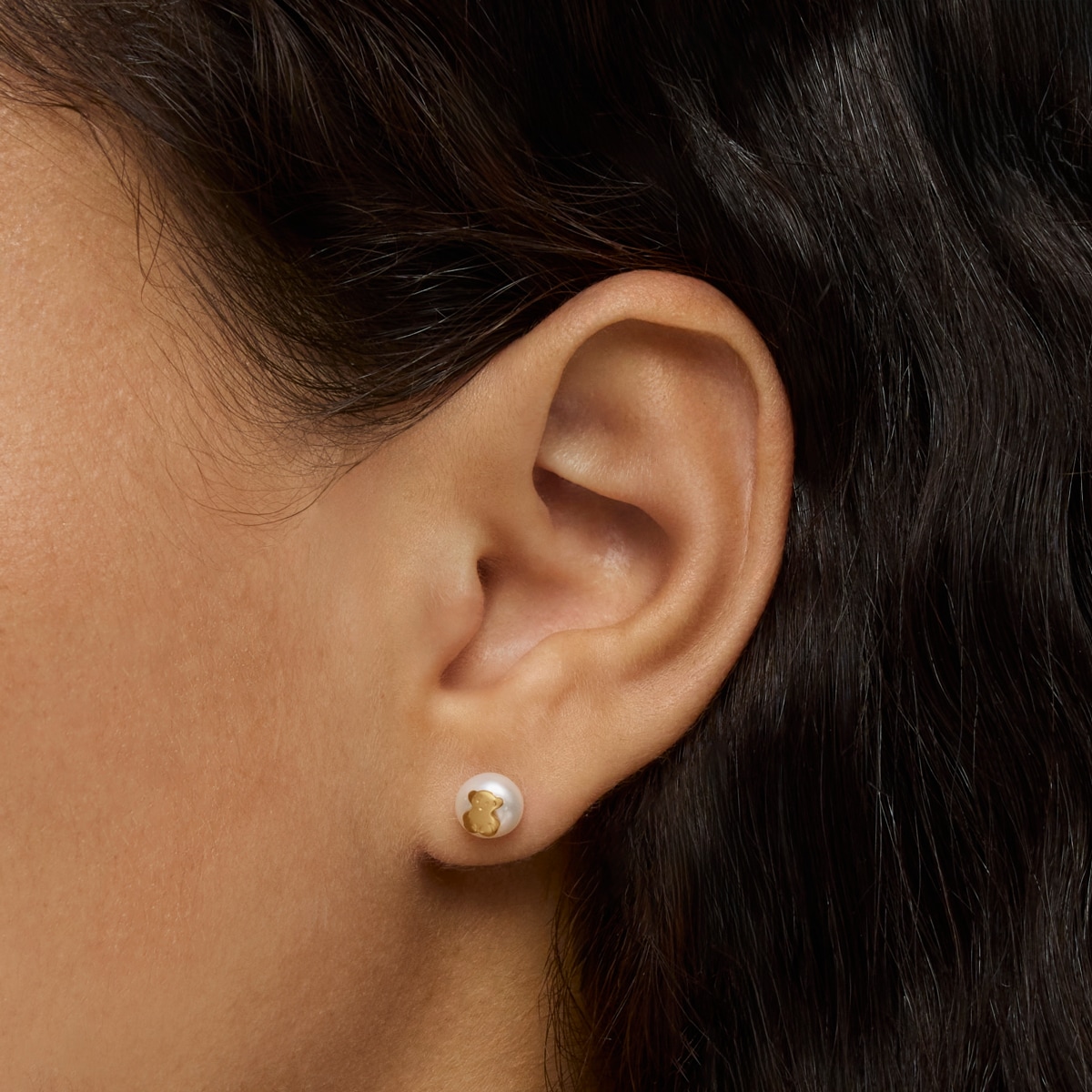 Pendientes en oro y perla cultivada Bear