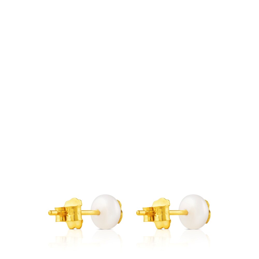 Gold TOUS Bear Earrings with Pearls