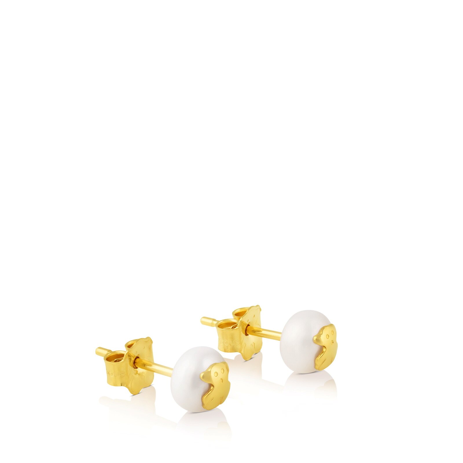 Gold TOUS Bear Earrings with Pearls