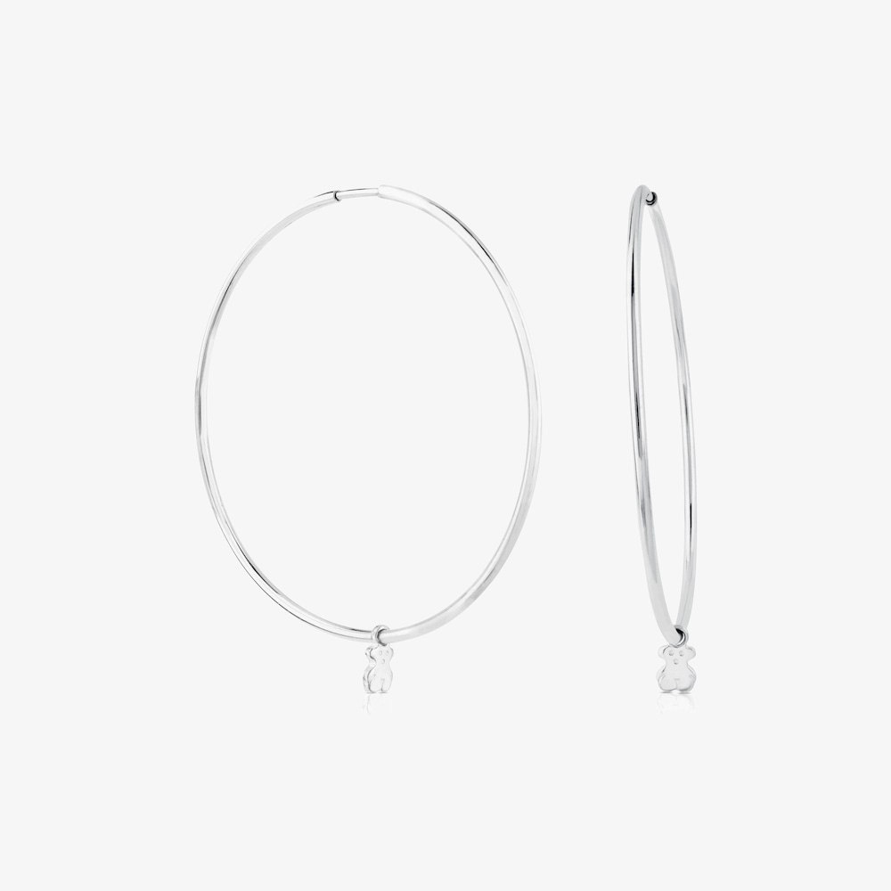 Silver TOUS Bear hoop Earrings