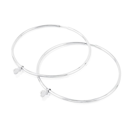 Silver TOUS Bear hoop Earrings