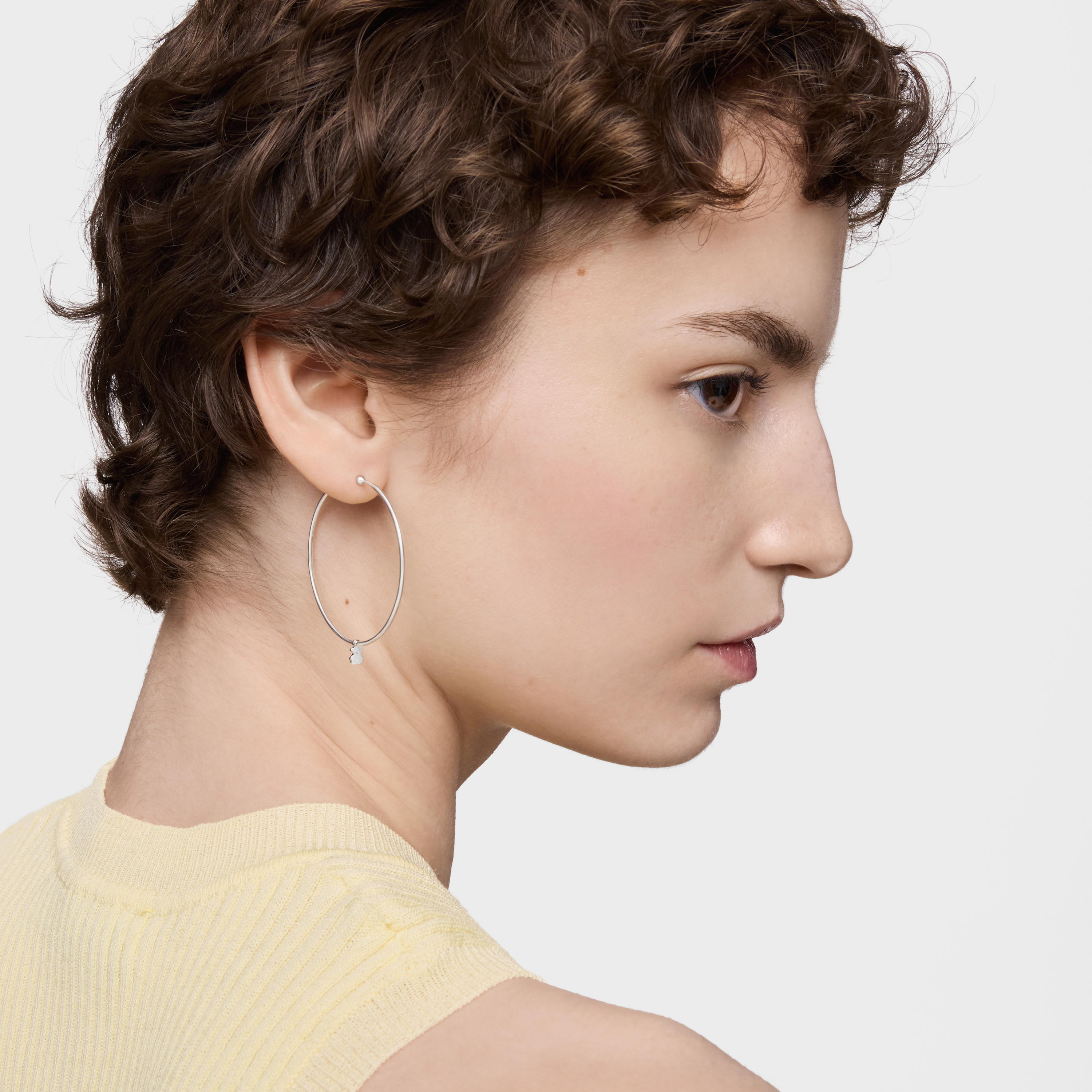 Silver TOUS Bear hoop Earrings