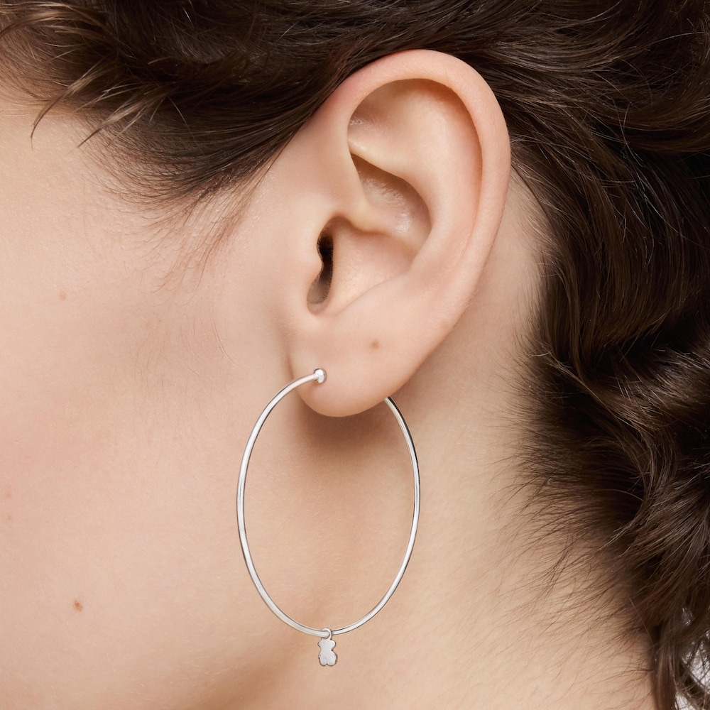 Silver TOUS Bear hoop Earrings