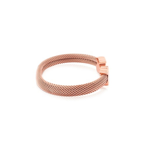 Pulsera de acero IP rosa con ba&ntilde;o de oro rosa 18 kt sobre plata Mesh