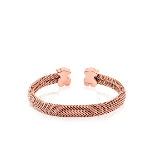 Pulsera de acero IP rosa con ba&ntilde;o de oro rosa 18 kt sobre plata Mesh