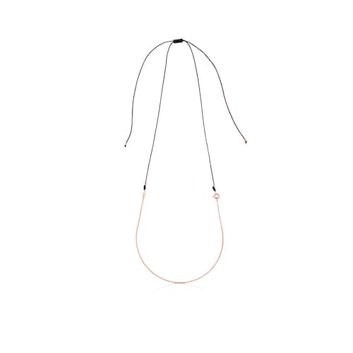 Cadena larga TOUS Chain con baño de oro rosa 18 kt sobre plata y cordón marrón