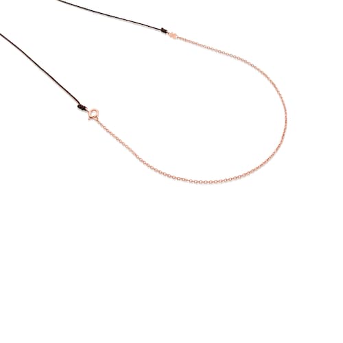 Cadena larga TOUS Chain con baño de oro rosa 18 kt sobre plata y cordón marrón