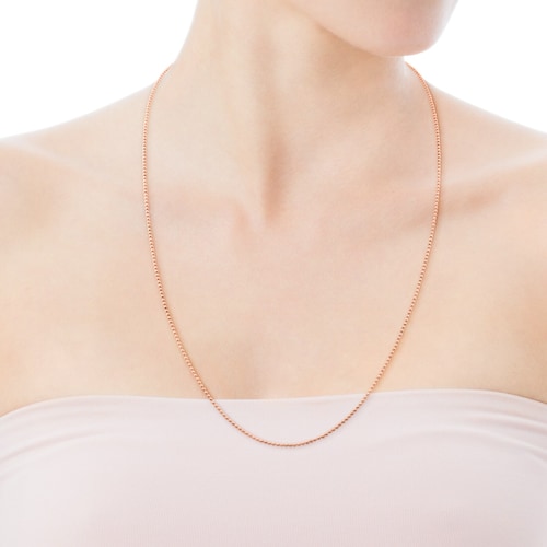 Gargantilla con baño de oro rosa 18 kt sobre plata y bolas, 65 cm Chain