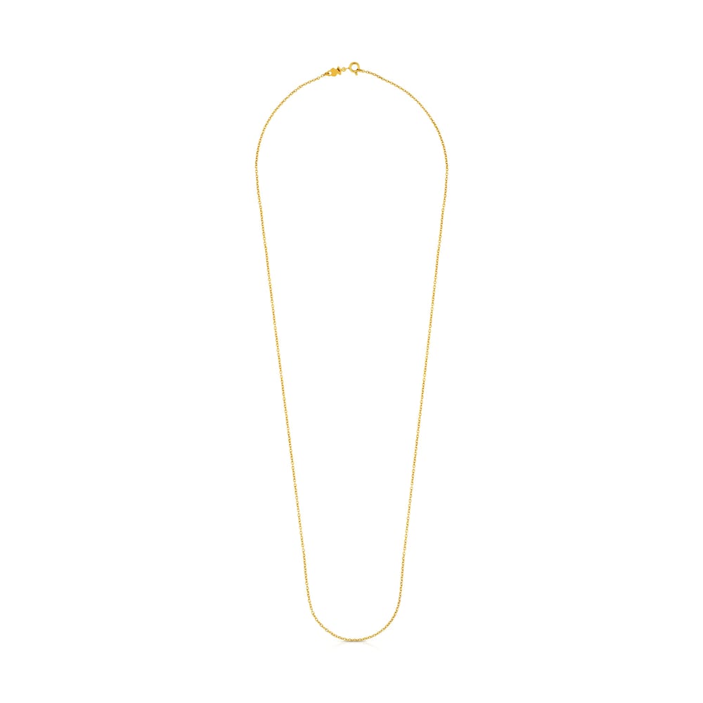 Gargantilla larga con baño de oro 18 kt sobre plata con anillas, 70 cm Chain image number 1