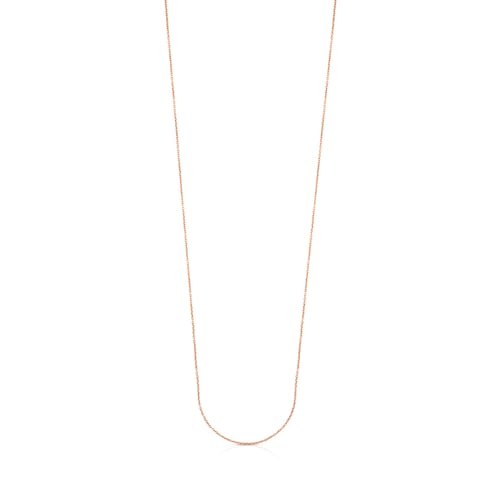 Gargantilla larga con ba&ntilde;o de oro rosa 18 kt sobre plata y anillas ovales, 85 cm Chain