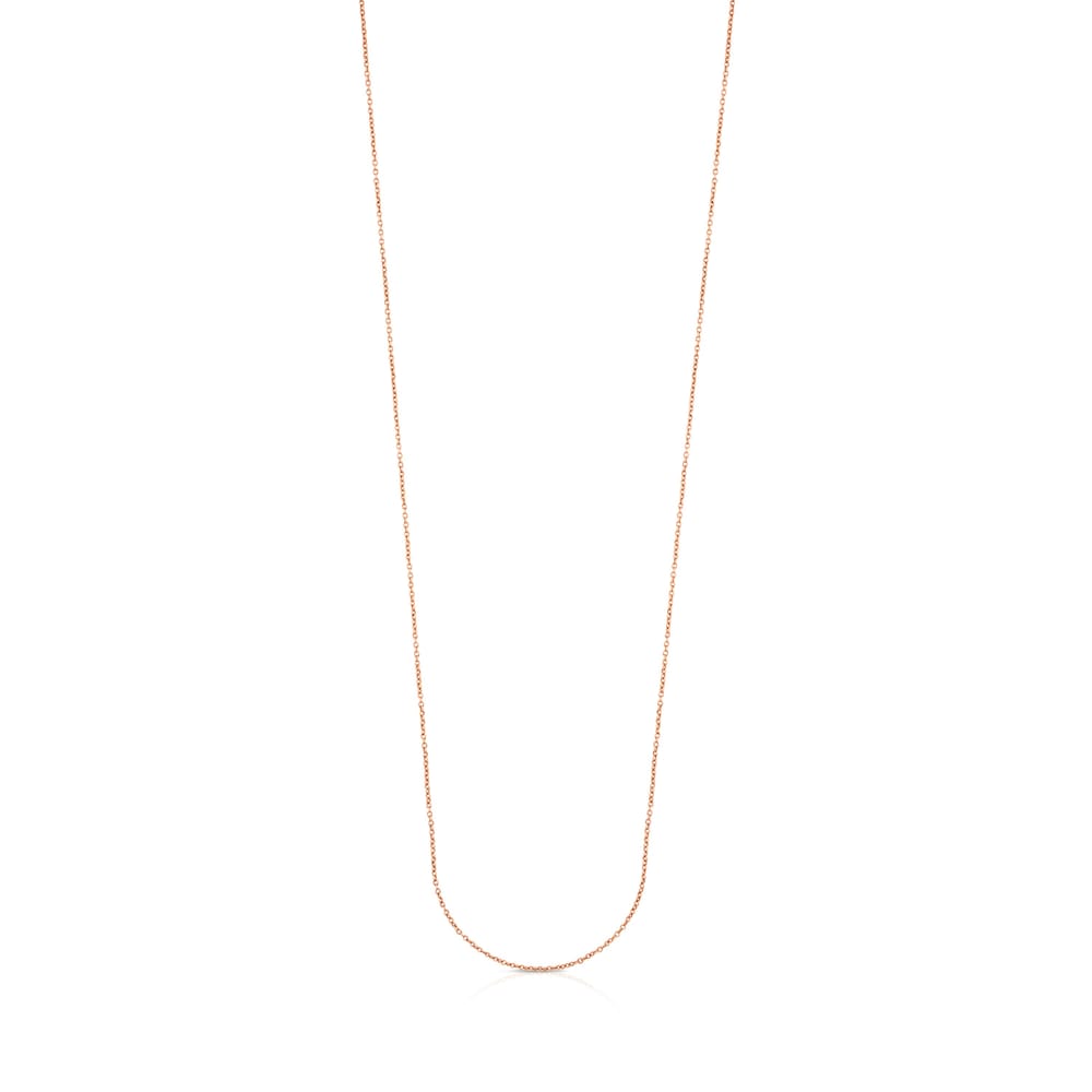 Gargantilla larga con baño de oro rosa 18 kt sobre plata y anillas ovales, 85 cm Chain image number 0