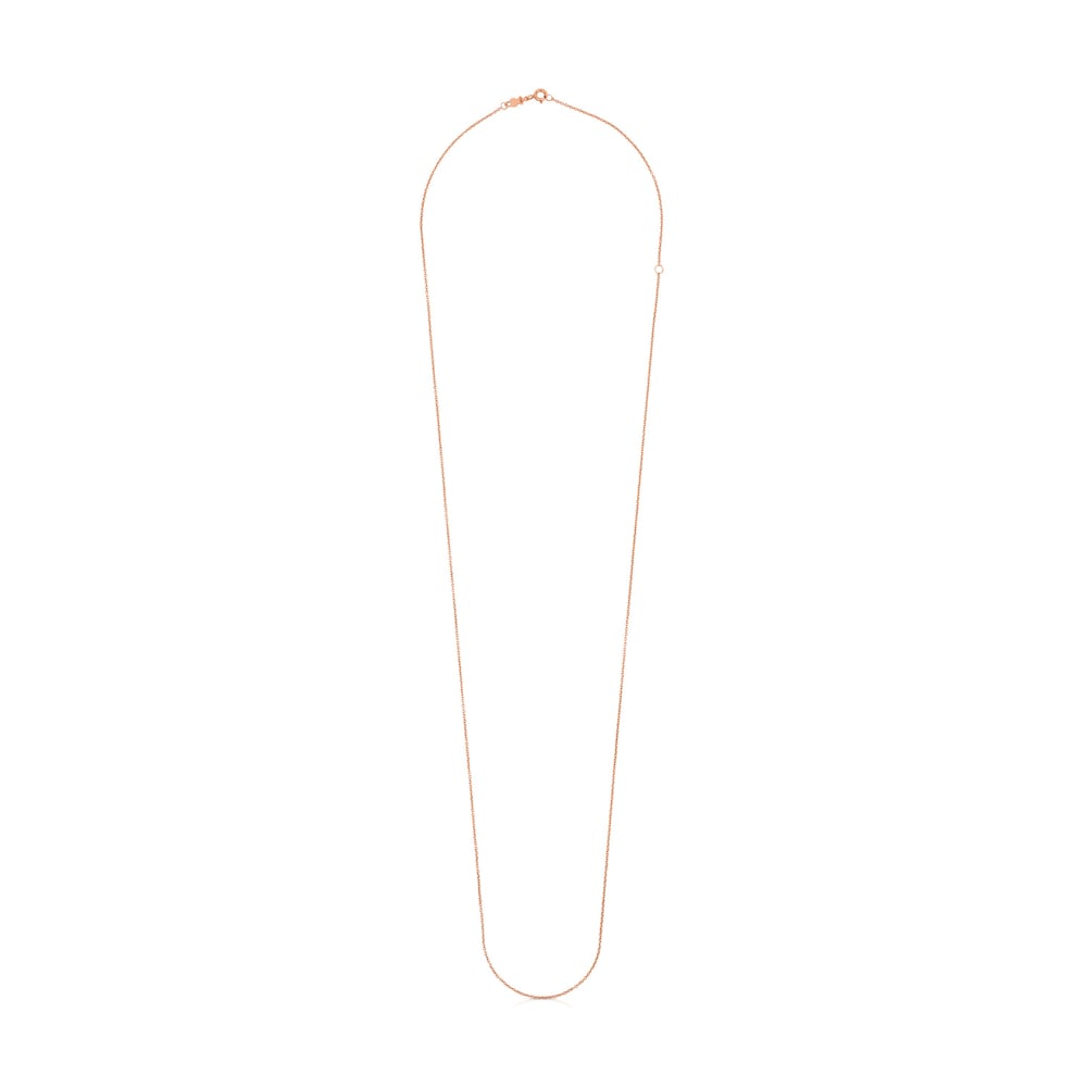 Gargantilla larga con ba&ntilde;o de oro rosa 18 kt sobre plata y anillas ovales, 85 cm Chain