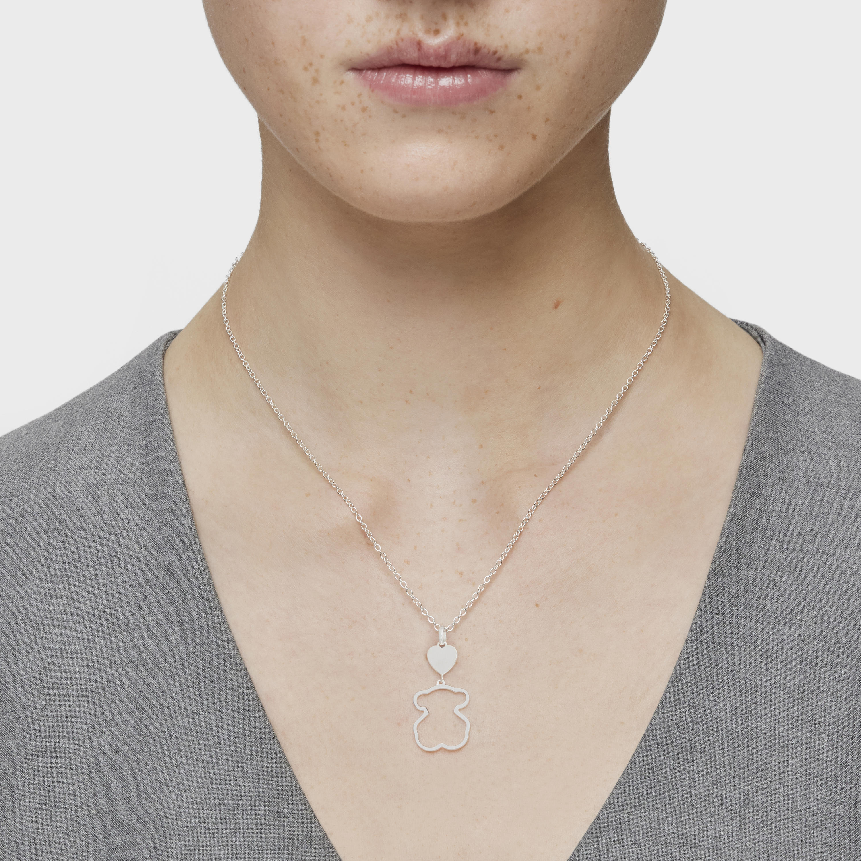 Silver TOUS New Silueta Necklace Bear motif