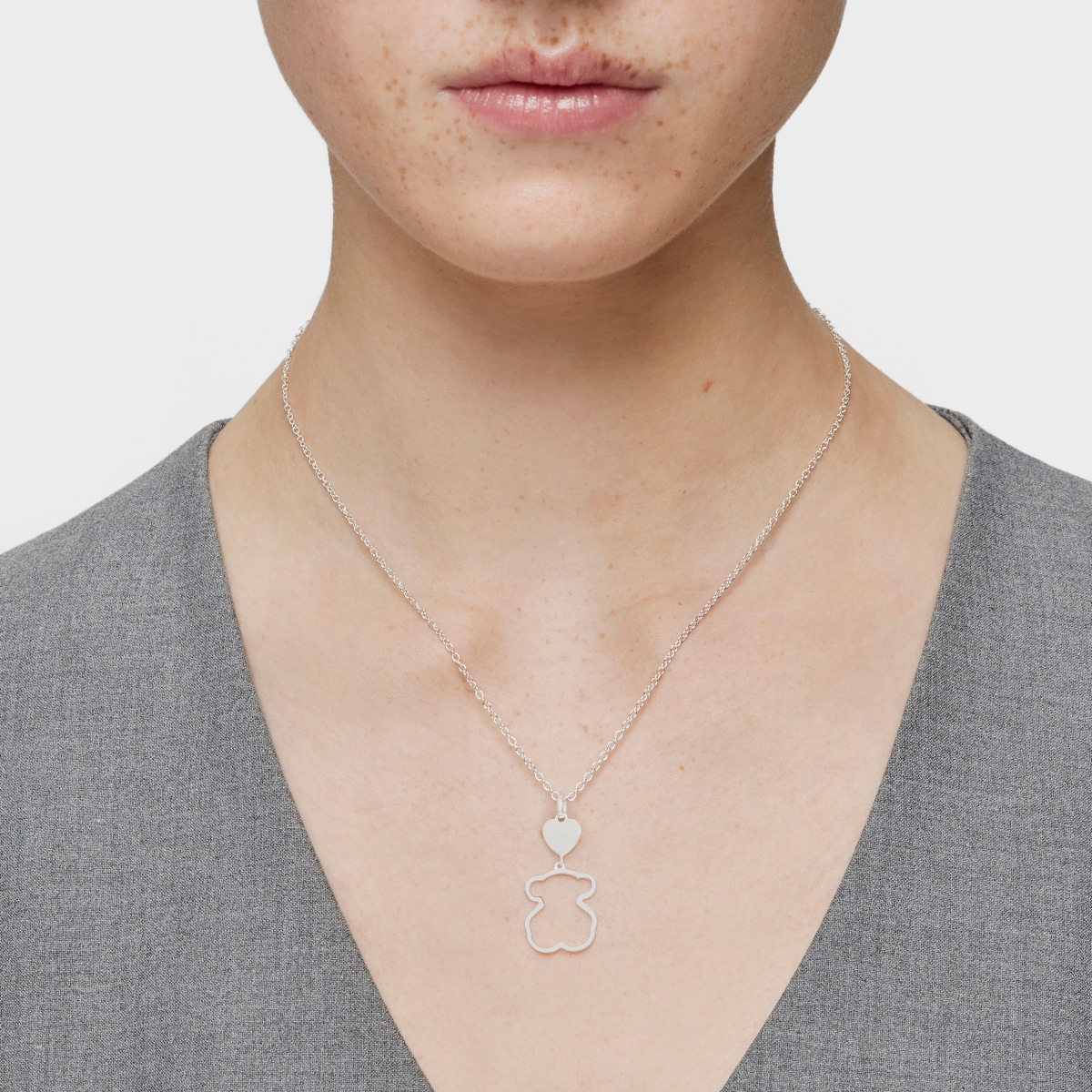 Silver TOUS New Silueta Necklace Bear motif