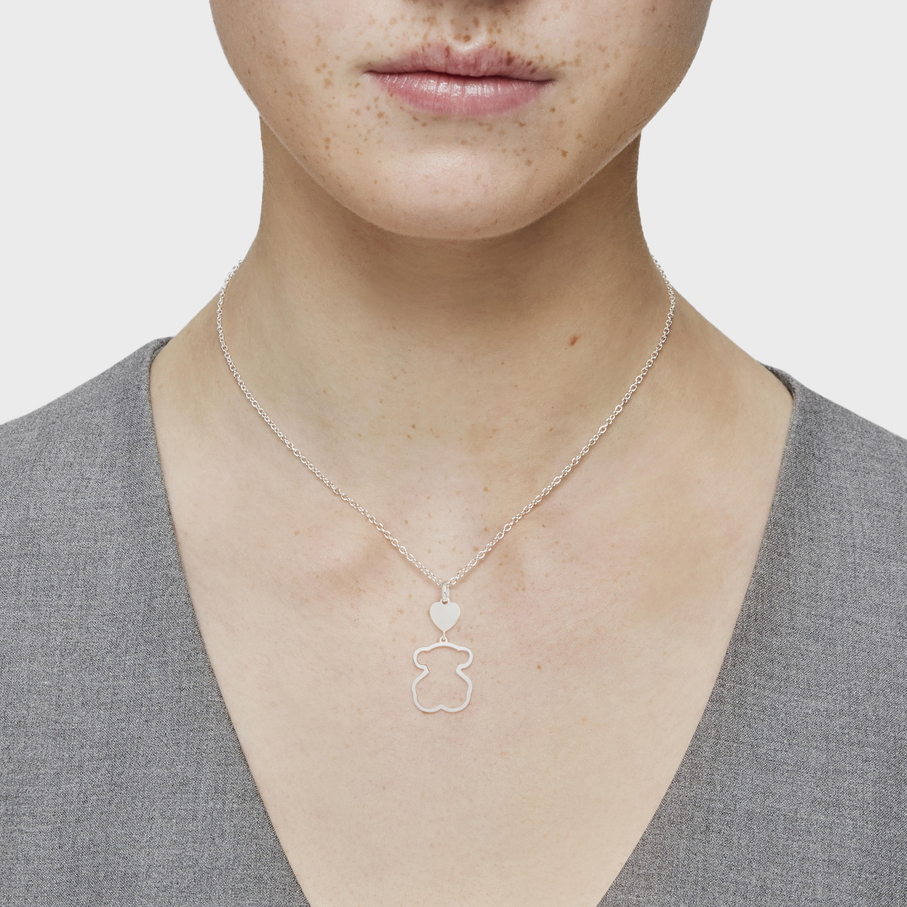 Silver TOUS New Silueta Necklace Bear motif