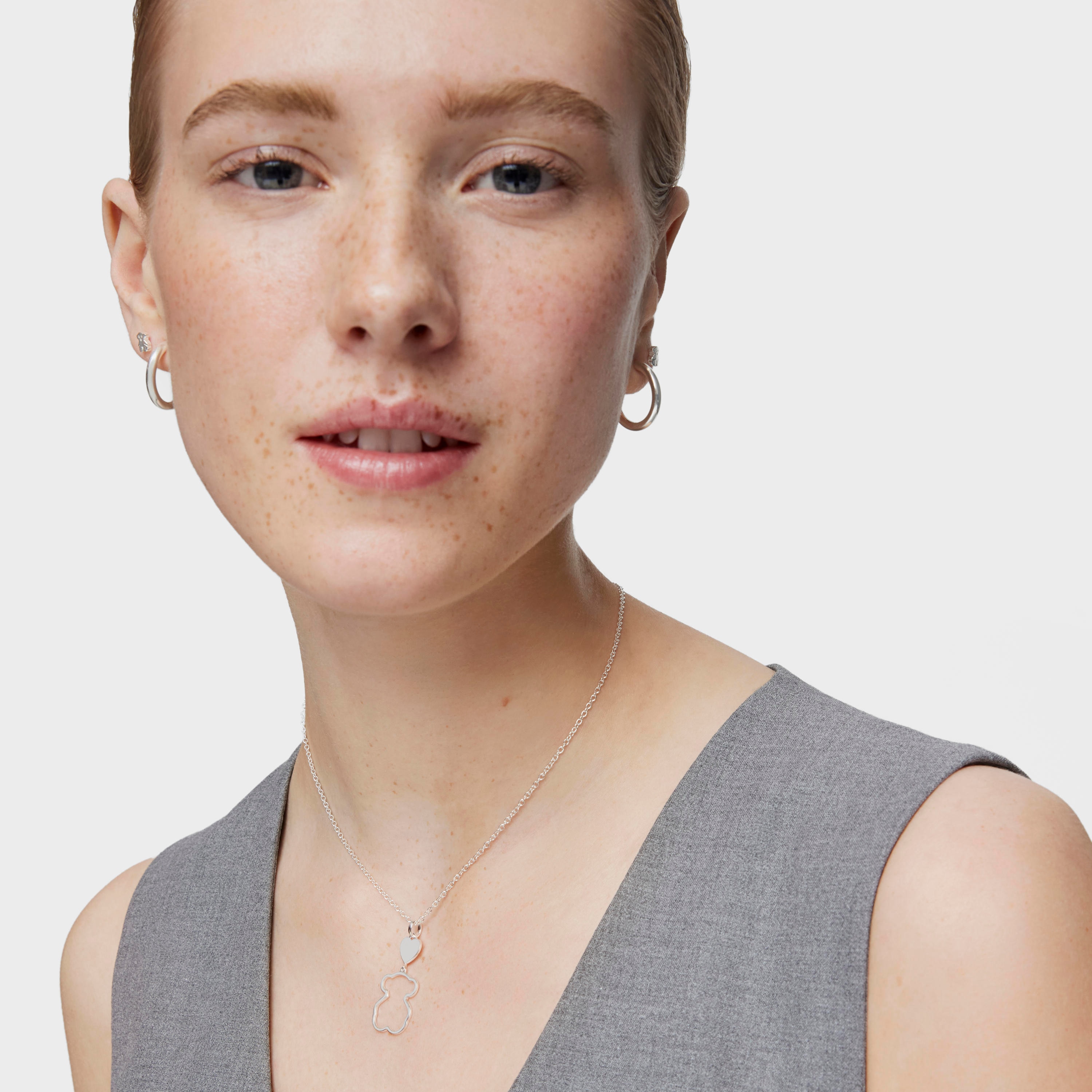 Silver TOUS New Silueta Necklace Bear motif