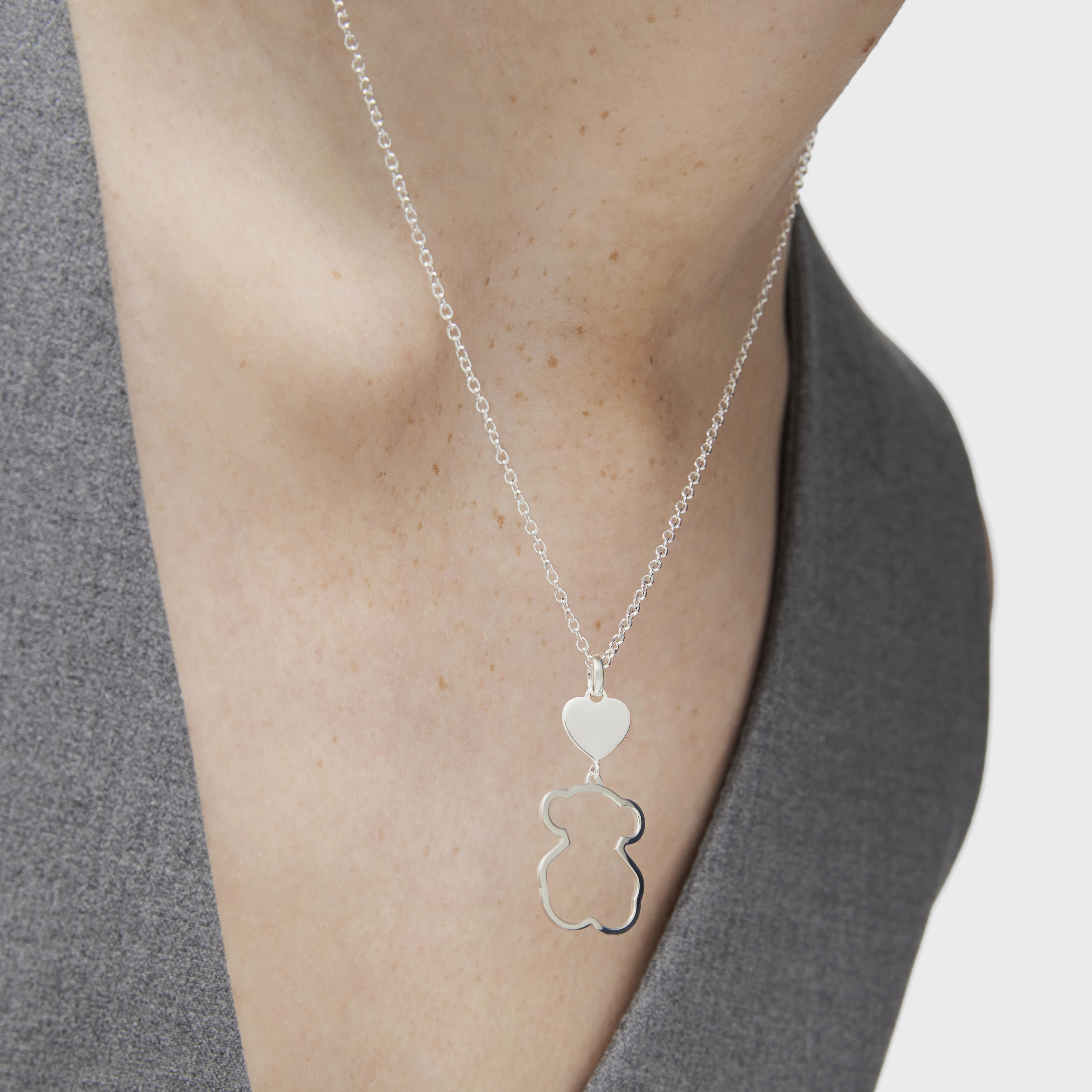 Silver TOUS New Silueta Necklace Bear motif