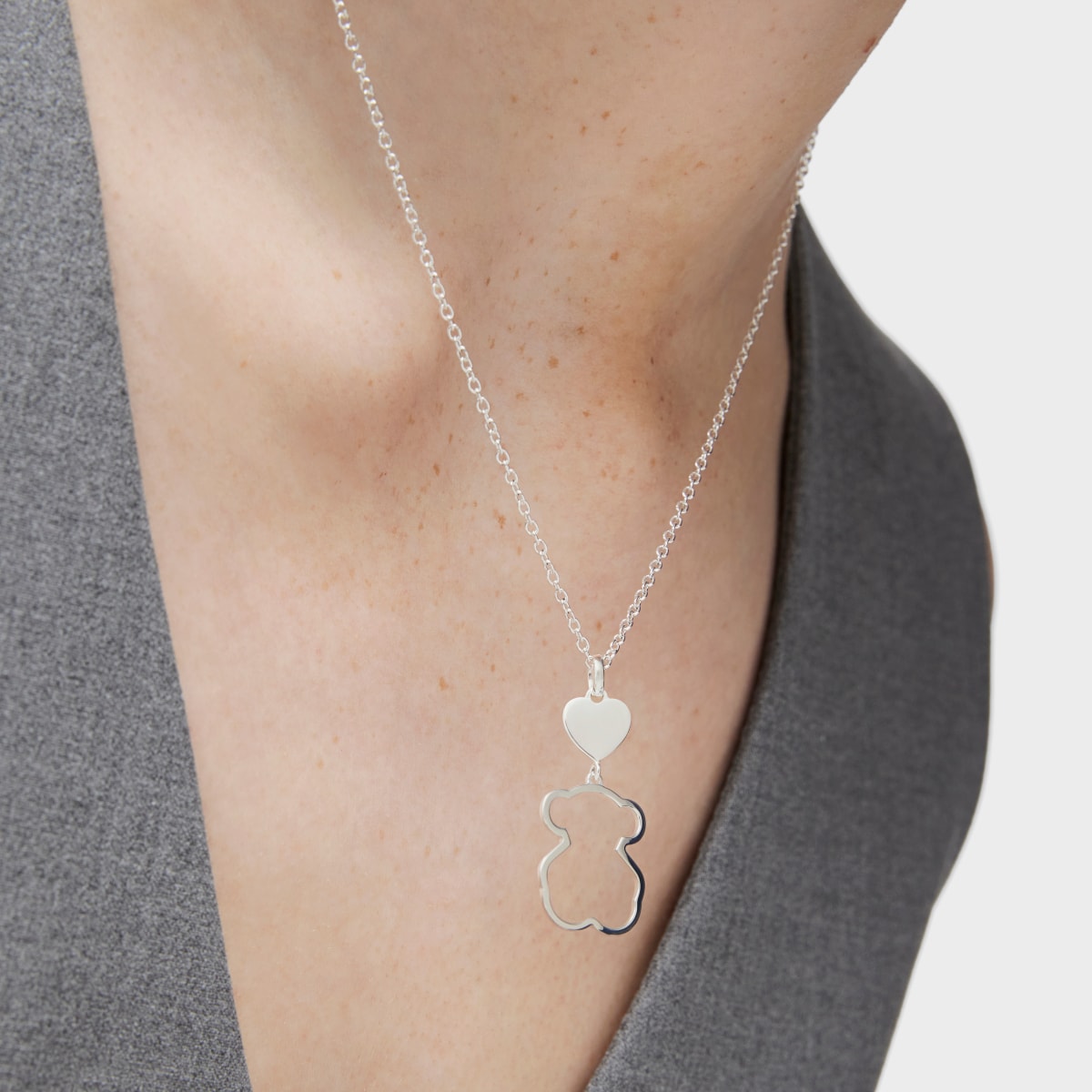 Silver TOUS New Silueta Necklace Bear motif