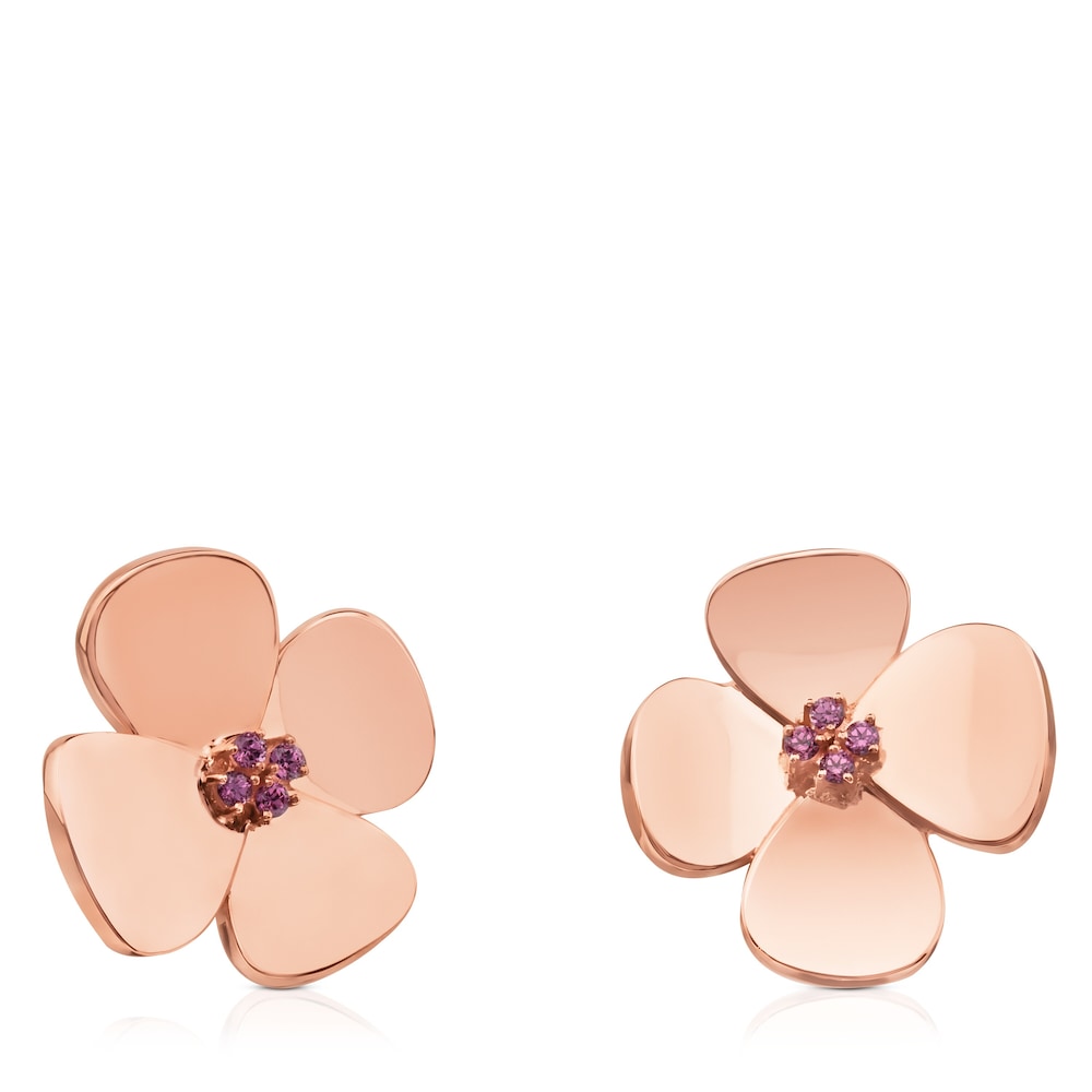 ATELIER Flor Earrings in rose Gold with Rhodolites