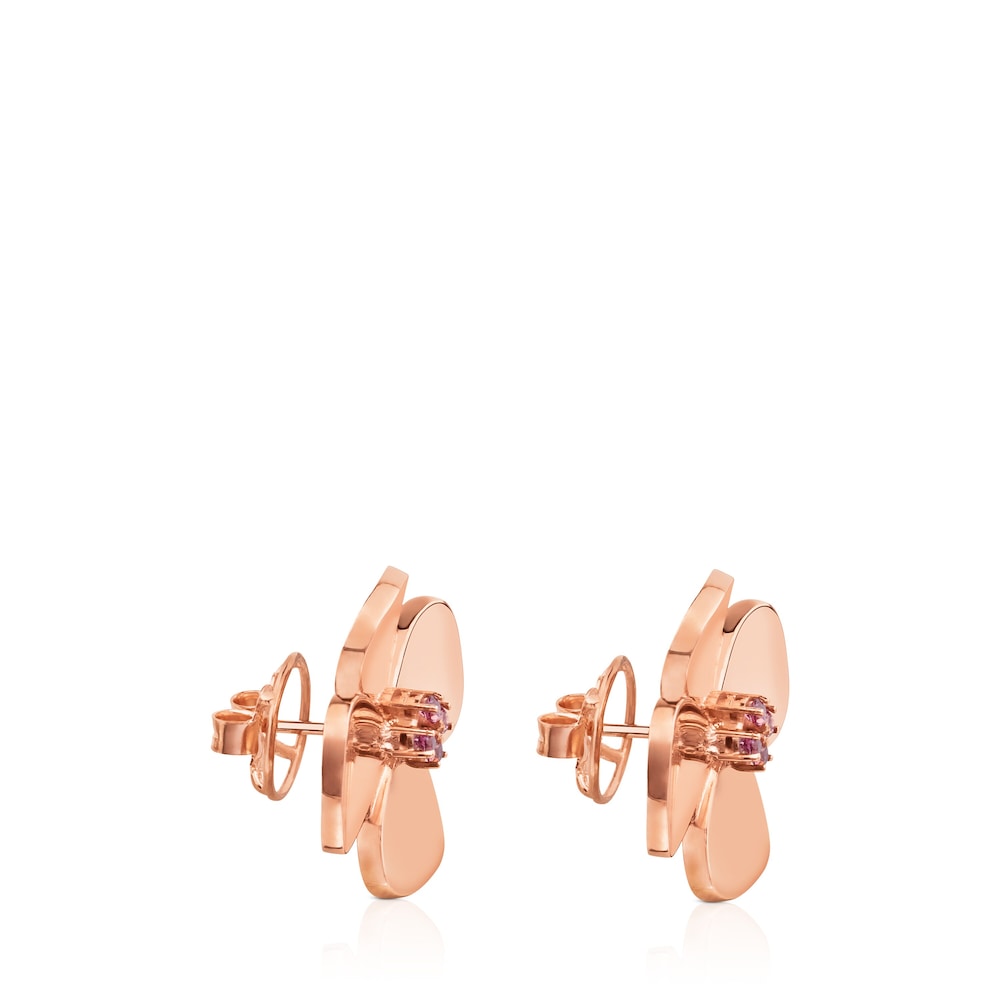 ATELIER Flor Earrings in rose Gold with Rhodolites
